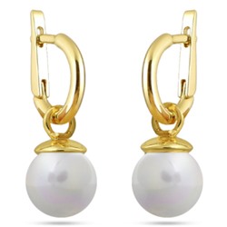 Серьги (Майорка 12мм белая; покрытие золото), Есть комплект