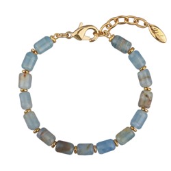 Браслет Селена (апатит голубой 8мм; покрытие золото) 19-21см, Есть комплект