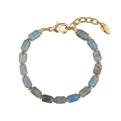 Браслет Селена (апатит голубой 8мм; покрытие золото) 19-21см, Есть комплект