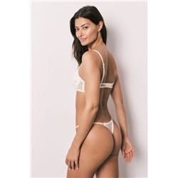 Tanga tira bordado flores blanca