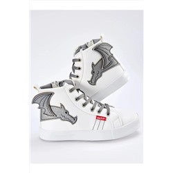Denokids Ejderha Erkek Çocuk Beyaz Sneakers Spor Ayakkabı CFF-23Y1-119