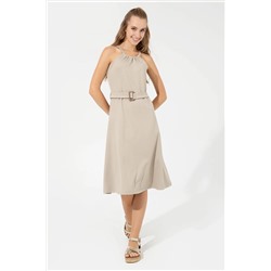 Kadın Haki Bisiklet Yaka Örme Elbise