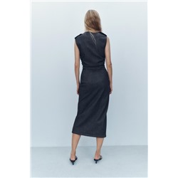 Z1975 DRAPED DENIM MIDI DRESS WITH BELT