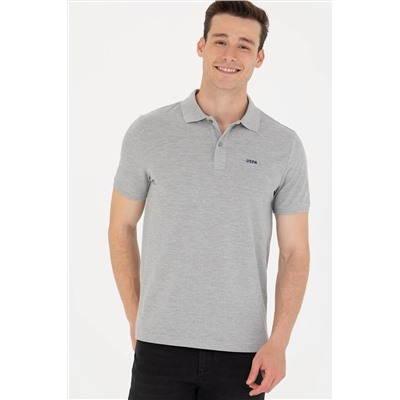 Erkek Gri Melanj Basic Polo Yaka Tişört