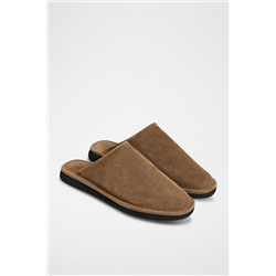 Zapatillas de casa forradas de nobuk Marrón