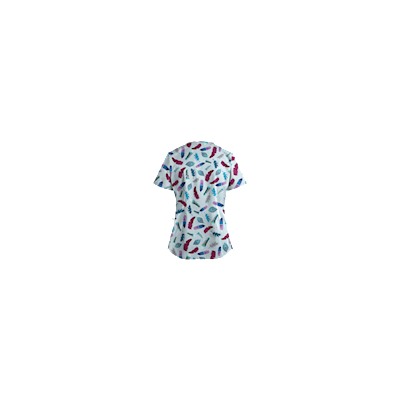 Happy Scrubs® Birds Of A Feather Jazzberry Print Scrub Top