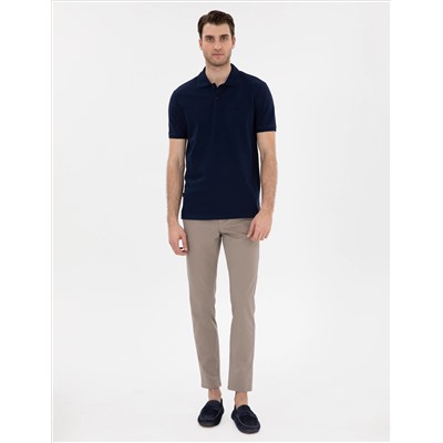 Lacivert Slim Fit %100 Pamuk Polo Yaka Basic Tişört