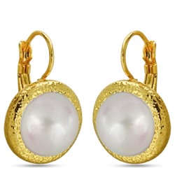 Серьги (Майорка 12мм белая; покрытие золото), Есть комплект