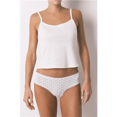 Braga brasileña ancha blanca estampado flores