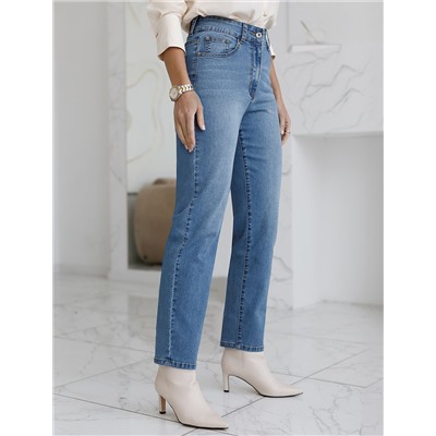 Джинсы мом фит из эластичного плотного денима