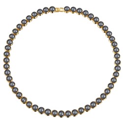 Колье Теннис (Майорка темно-серая 6мм; покрытие золото) 44-49см, Есть комплект