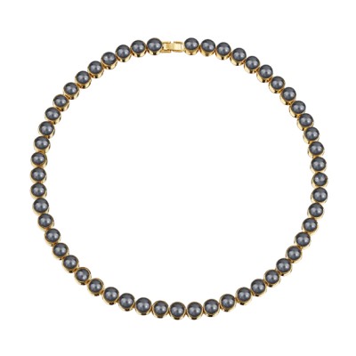 Колье Теннис (Майорка темно-серая 6мм; покрытие золото) 44-49см, Есть комплект