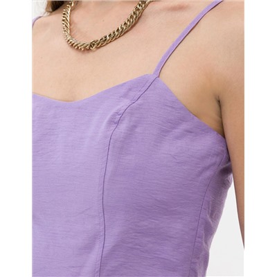 Mor Crop Top Kolsuz Bluz