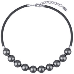 Колье Гевея (Майорка 14мм темно-серая, каучук графит; покрытие родий) 40-45см, Есть комплект