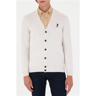 Erkek Taş Melanj Basic Triko Hırka