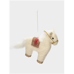 Игрушка елочная, 17 см, пенопласт/полиэстер, молочно-красная, Лошадка, New year