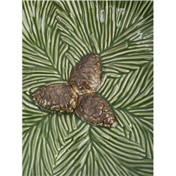 Блюдо, 19 см, керамика D, зеленое, Шишки на еловой ветке, Fir branch