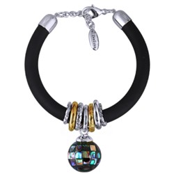 Браслет Гевея (гелиотис 16мм, каучук черный; покрытие родий) 19-22см, Есть комплект