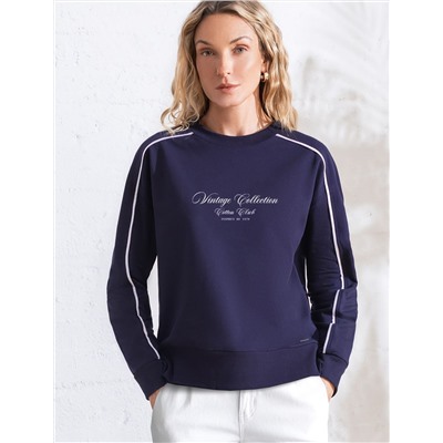 Свитшот с лампасами и разрезами из эластичного футера двухнитки без начеса