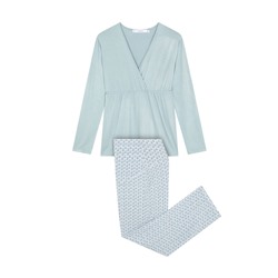 Pijama Capri "maternity" técnica soft touch azul