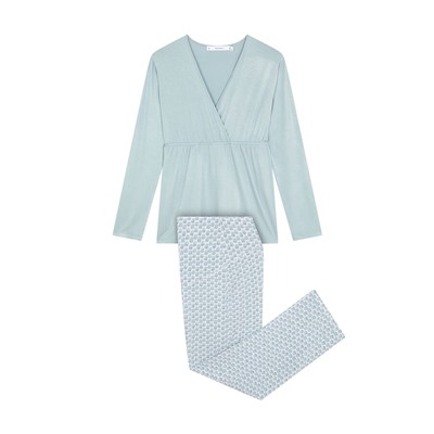 Pijama Capri "maternity" técnica soft touch azul
