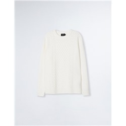 Braided Knitted Jumper, Men, White
