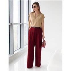 Свободный топ с V-вырезом и цельнокроеным коротким рукавом изо льна с вискозой