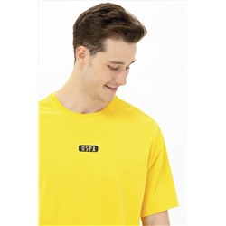 Erkek Koyu Sarı Oversize Bisiklet Yaka Tişört