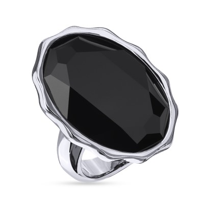 Кольцо Сияние (кристаллы SW черные; покрытие родий), Есть комплект
