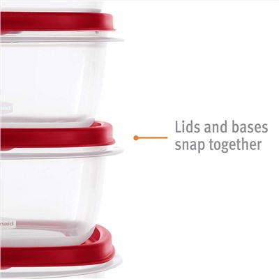 Rubbermaid Easy Find Vented Lids Food Storage Containers, Set of 21 (42 Pieces Total), Racer Red