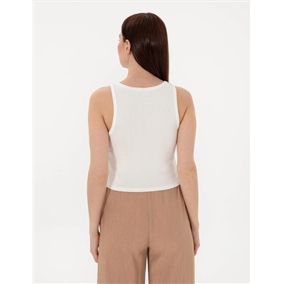 Beyaz Ex. Slim Fit Crop Tişört