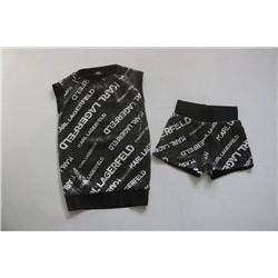 Детский комплект для девочек с пайетками, платье и шорты   КАРЛ ЛАГЕРФЕЛЬ*Д Материал внутри: 100% вискоза