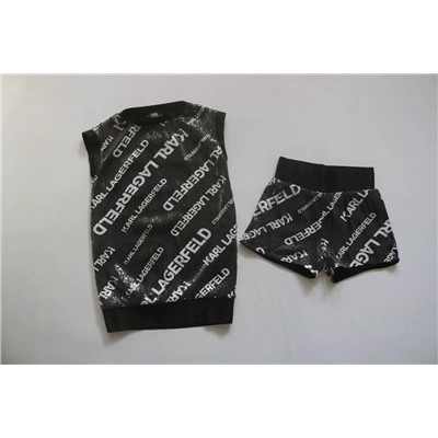 Детский комплект для девочек с пайетками, платье и шорты   КАРЛ ЛАГЕРФЕЛЬ*Д Материал внутри: 100% вискоза