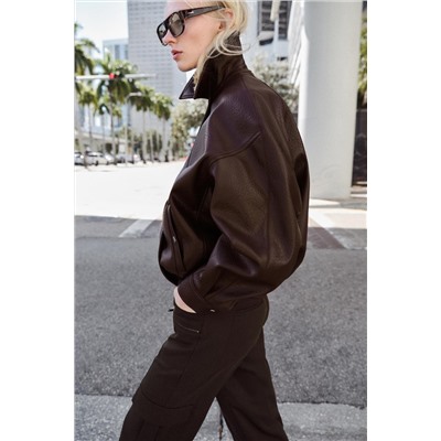 LEATHER-EFFECT BOMBER JACKET