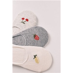 Pack 3 calcetines invisibles estampados frutas