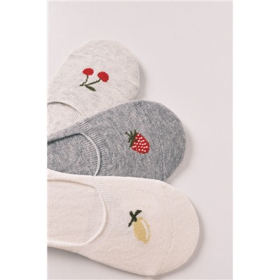 Pack 3 calcetines invisibles estampados frutas