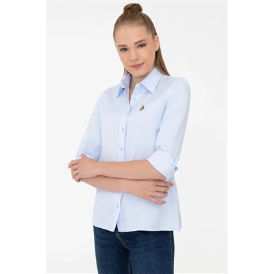 Kadın Açık Mavi Uzun Kollu Basic Gömlek