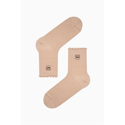 Penti Bear Frill Beyaz Açık Pembe 2li Soket Çorap