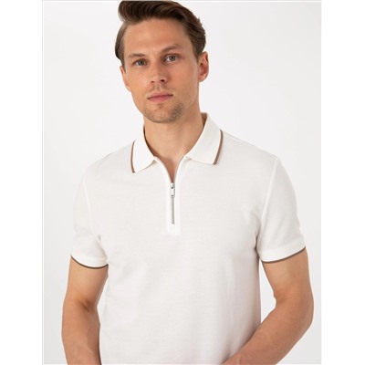 Ekru Slim Fit Polo Yaka Tişört