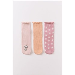 Pack 3 calcetines cortos estampado rosa Snoopy