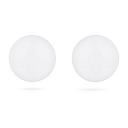 Пусеты (муранское стекло белое 10-12мм; покрытие родий), Есть комплект