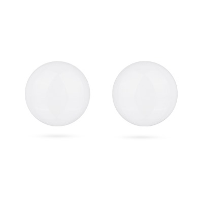 Пусеты (муранское стекло белое 10-12мм; покрытие родий), Есть комплект