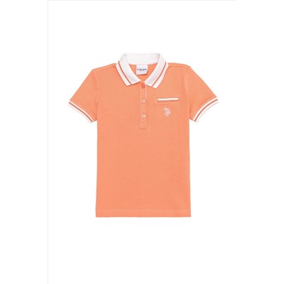Kız Çocuk Somon Polo Yaka Tişört