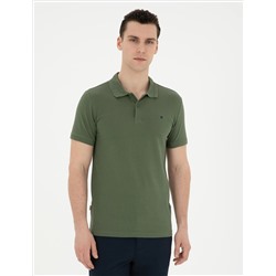 Haki Slim Fit %100 Pamuk Polo Yaka Basic Tişört