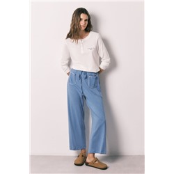 Pantalón Capri 100% algodón azul