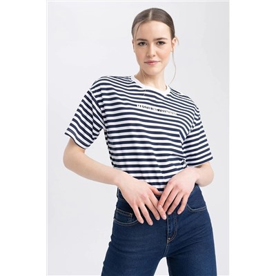 Defacto Sorbe X Relax Fit Bisiklet Yaka Baskılı Kısa Kollu %100 Pamuk Tişört A3461AX23SM