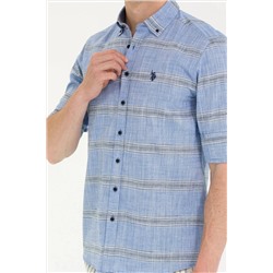 Erkek Saks Uzun Kollu Gömlek