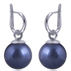 Серьги (Майорка 14мм черничная; покрытие родий), Есть комплект