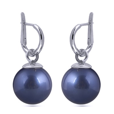 Серьги (Майорка 14мм черничная; покрытие родий), Есть комплект