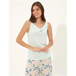 Açık Mavi Slim Fit Kolsuz Tişört